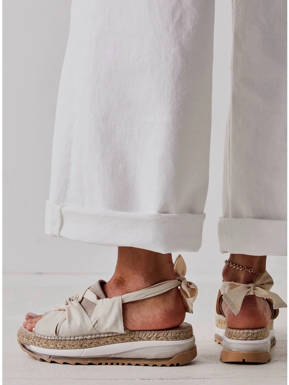 Brand New Free People Chapmin Sport Espadrille Sandals in Ivory Size 8 / EU 38